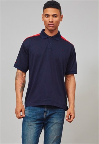 VINTAGE 80'S OVERSIZED NAVY BLUE POLO TOMMY HILFIGER T-SHIRT