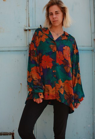 VINTAGE 80' VERY BEAUTIFUL UNISEX FLOWER SHIRT