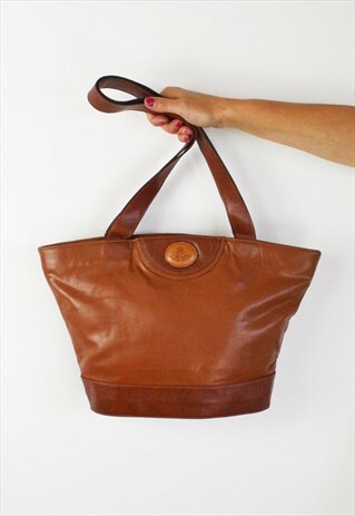 TAN BROWN FAUX LEATHER SHOULDER BAG
