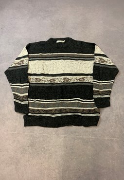Vintage Knitted Jumper Abstract Patterned Irish Knit Sweater