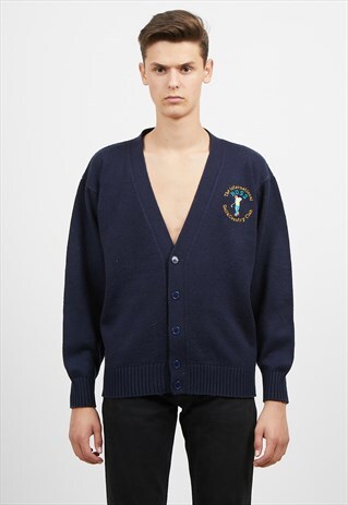 VINTAGE NAVY HUGO BOSS KNIT CARDIGAN SWEATER
