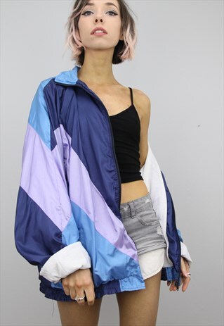 VINTAGE 80S 90S OVERSIZED SHELL SUIT FESTIVAL JACKET