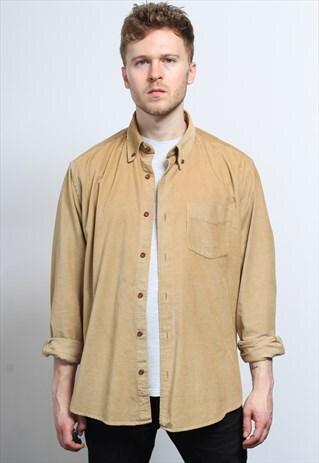 VINTAGE CORDUROY CORD SHIRT BROWN