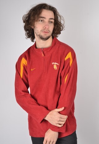VINTAGE NIKE 1/4 ZIP FLEECE SWEATSHIRT IN RED