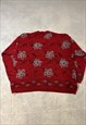 VINTAGE ABSTRACT KNITTED CARDIGAN FLOWER PATTERNED SWEATER