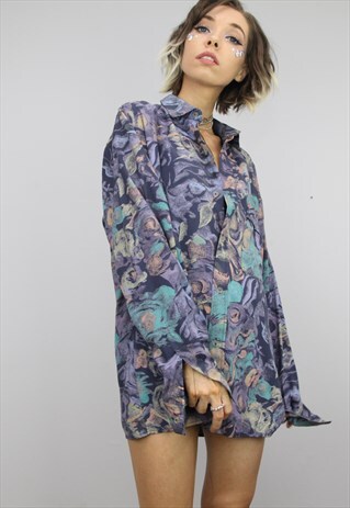 VINTAGE 80S/90S OVERSIZED PATTERNED SHIRT