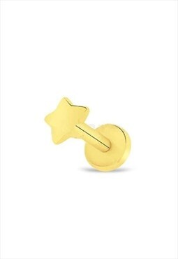 Surgical Steel Tragus Stud With Star Design in Gold