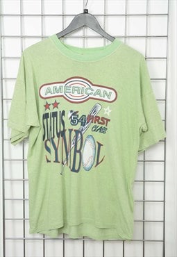 Vintage 90s Baseball T-shirt Green Size L