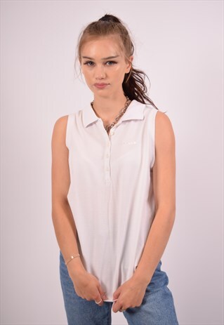 VINTAGE DIADORA POLO SHIRT SLEEVELESS WHITE