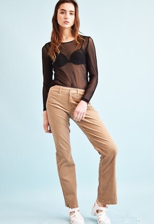 90'S RETRO CORDUROY NEUTRAL REGULAR WAIST FLARE TROUSERS