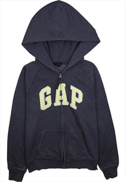 Vintage 90's Gap Hoodie Spellout Full Zip Up Grey Large