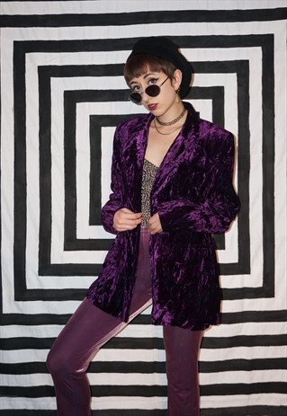VINTAGE 80'S CRUSHED VELVET BLAZER JACKET