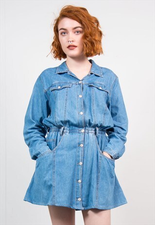VINTAGE 90'S LONG SLEEVE DENIM DRESS