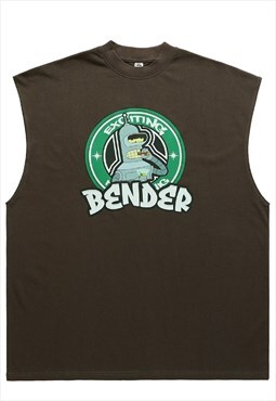Bender print t-shirt old Futurama tank top retro robot vest