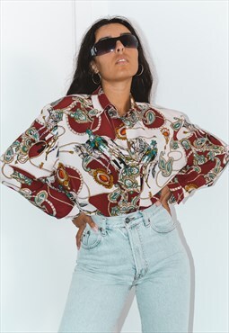 Vintage Horses Patterned 90s Shirt