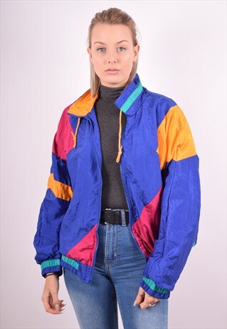 WOMENS VINTAGE TRACKSUIT TOP JACKET XL MULTI 90S