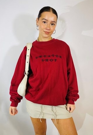VINTAGE SIZE XL THE SWEATER SHOP SWEATSHIRT IN RED