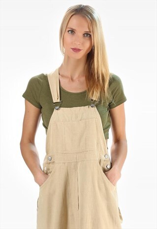 LINEN OVERALL DRESS SUSPEDER VINTAGE