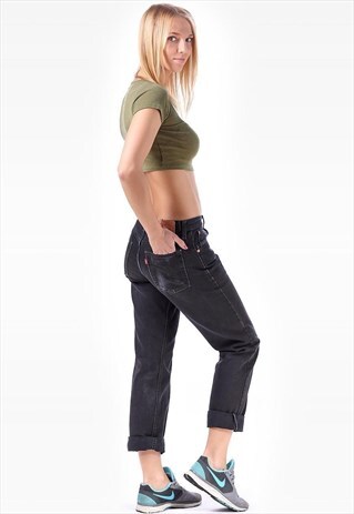 LEVIS TAPERED BOYFRIEND JEANS DISTRESSED FRAYED