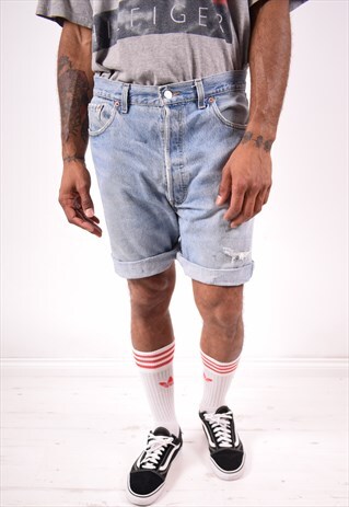 LEVI'S 501 MENS VINTAGE DENIM SHORTS W36 BLUE 90S