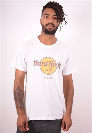HARD ROCK CAFE MENS VINTAGE T-SHIRT TOP MEDIUM WHITE 90S