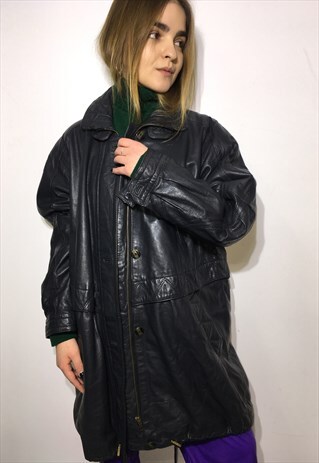 VINTAGE 90' OLDSCHOOL UNIQUE LEATHER BLACK JACKET