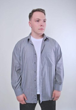 Vintage men grey long sleeve minimalist shirt for work 