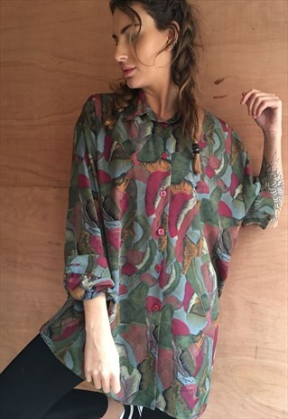 PATTERNED OVERSIZED RETRO VINTAGE UNISEX FESTIVAL SHIRT