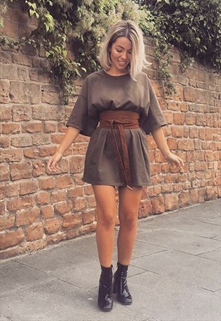 OVERSIZED OLIVE T-SHIRT DRESS