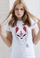 JAPANESE FOX MASK T SHIRT KITSUNE KAWAII JAPAN TEE WOMEN