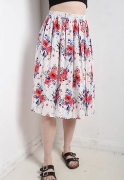 Vintage 80's Floral Patterned Skirt Multi W26'