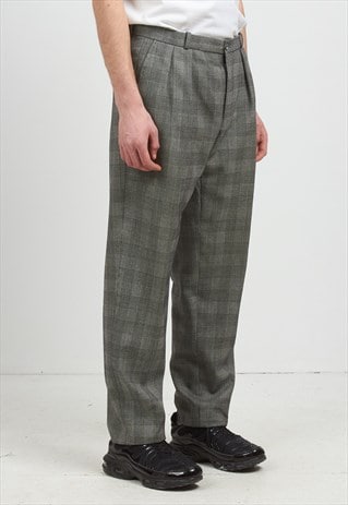 VINTAGE GREY CHECKERED TROUSERS BOTTOMS