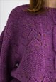 70S VINTAGE HANDKNITTED PATTERN COZY PURPLE PULLOVER 6007