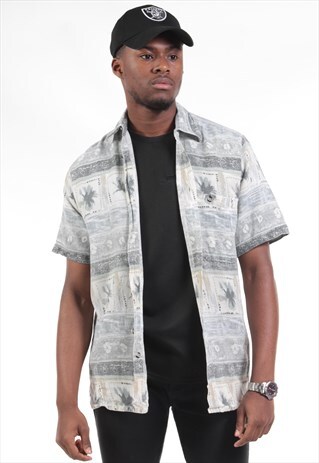 VINTAGE ABSTRACT CRAZY PRINT SHIRT