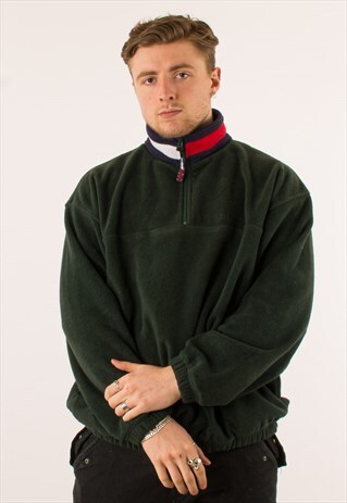 VINTAGE GREEN TOMMY HILFIGER QUARTER ZIP FLEECE