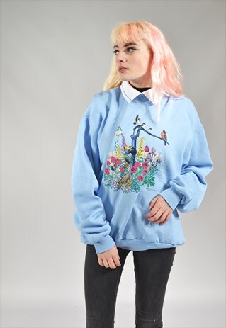 VINTAGE BABY BLUE BIRD SWEATER