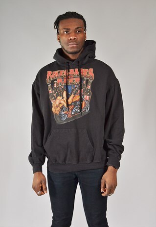 VINTAGE BIKES, BABES AND BEER HOODIE BLACK