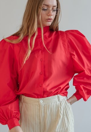 VINTAGE 80S PUFFER SLEEVE PARTY SHIRT