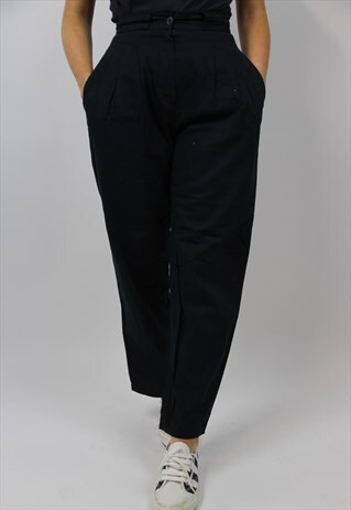 VINTAGE HIGH WAIST BLACK TAILORED TROUSERS