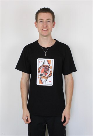VINTAGE NIKE QUEEN OF THE COURT T-SHIRT IN BLACK WITH PRINT