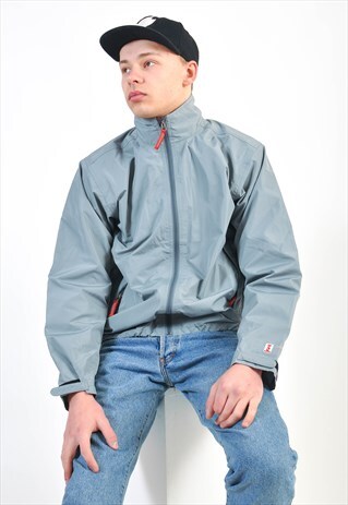 VINTAGE 90'S WINDBREAKER RAIN JACKET IN GREY