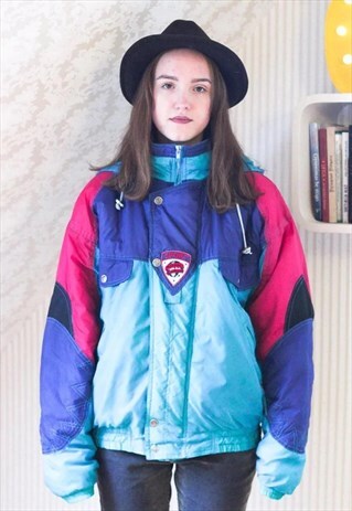 BRIGHT COLORFUL WARM VINTAGE PUFFER JACKET