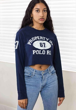 VINTAGE RALPH LAUREN REWORKED CROP TOP LOGO 90S ONE SIZE 5.7