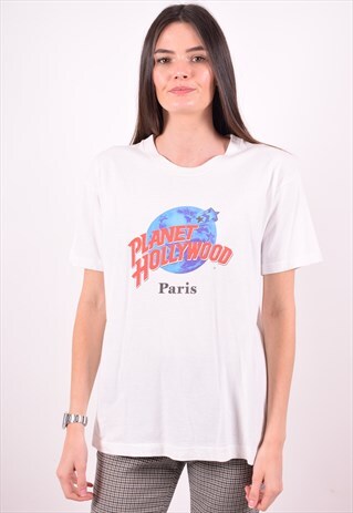 PLANET HOLLYWOOD WOMENS VINTAGE PARIS T-SHIRT TOP MEDIUM