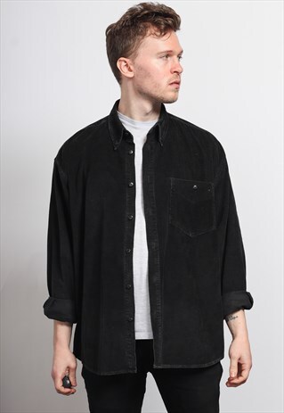 VINTAGE CORDUROY CORD SHIRT BLACK
