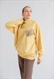 VINTAGE OVERSIZED HIGH NECK JUMPER WITH EMBROIDERY YELLOW L