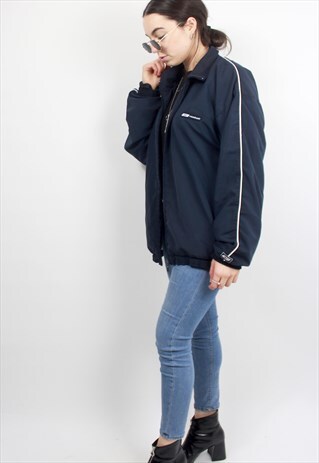 90'S RETRO NAVY OVERSIZED TRACK JACKET