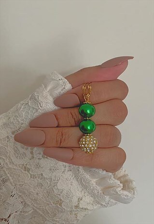 GREEN AND GOLD SWAROVSKI CRYSTAL AND PEARL NECKLACE