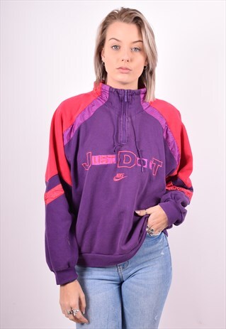 NIKE WOMENS VINTAGE SWEATSHIRT JUMPER XL PURPLE 90'S
