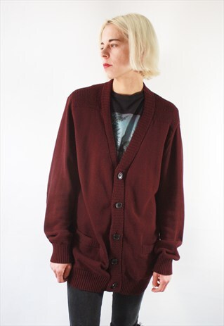 VINTAGE 90' BEAUTIFUL UNISEX MAROON JUMPER WITH BUTTONS